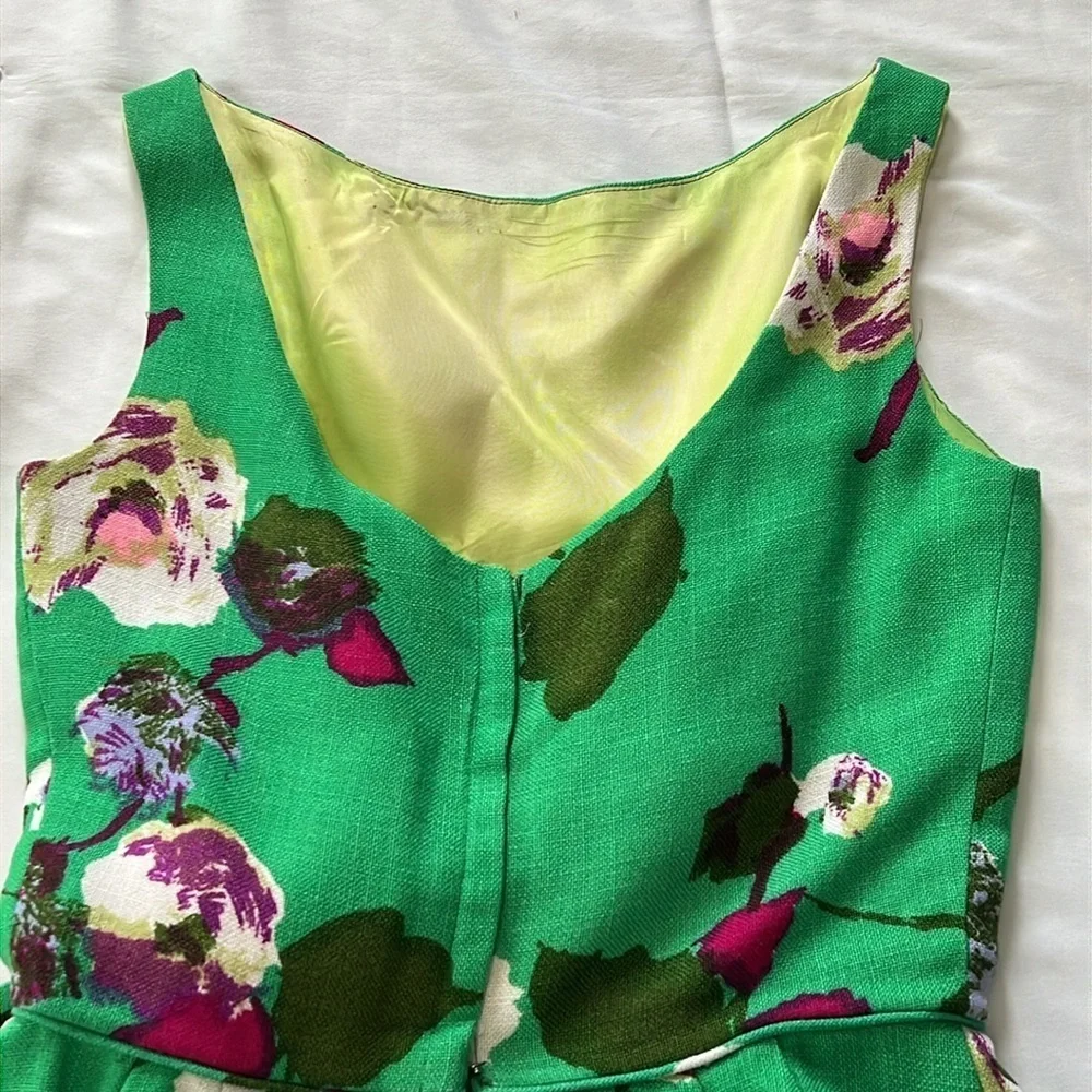 Vintages 60s Union Made Green Floral Print Dress - Picture 6 of 6